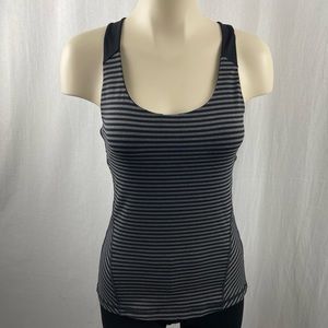 ALO Yoga Black and Grey Stripe Tank S
